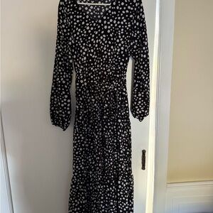SHEIN Black and White Sheath Maxi Dress with Bishop Sleeves